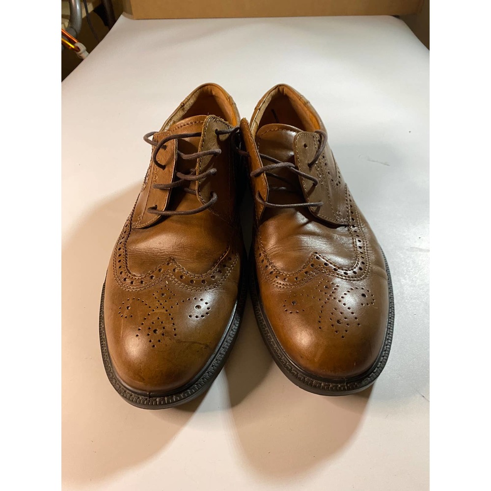 Ecco Wingtip Oxford Brown Dress Shoes Men's Size 12 - Picture 2 of 10